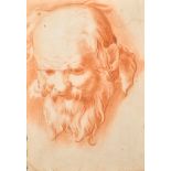 18th Century European School. Study of a Man's Head, Sanguine, Indistinctly Inscribed, Unframed 12.