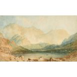 Thomas Allom (1804-1872) British. 'Sty Head Tarn, Scarfell, Lake District', Watercolour, 4" x 6.