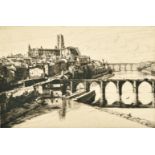 Douglas Ion Smart (1879-1970) British. "Albi", Drypoint Etching, Signed in Pencil, Mounted, Unframed