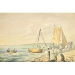 John Nixon (1750-1818) British. A Beach Scene, Watercolour, Unframed 5.25" x 8" (13.4 x 20.2cm)