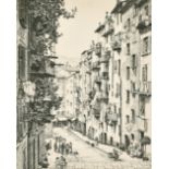 Frederick Marriott (1860-1941) British. "Rue Guberantis, Nice", Etching, Signed and Inscribed in