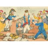 After Thomas Rowlandson (1756-1827) British. "Mock Auction or Boney Selling Stolen Goods", Print,