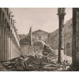 After Luigi Rossini (1790-1857) Italian. "Terza Veduta della Rovina della gran Basilica di S.