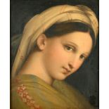 After Raphael (1483-1520) Italian. Head of the Madonna, Oil on Canvas, 12.5" x 10.25" (31.7 x 26cm)
