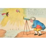 After Thomas Rowlandson (1756-1827) British. "John Bull Making Observations on the Comet", Print