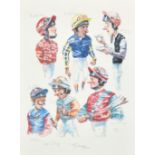 Peter Curling (1955- ) British. "Jockeys", Print, Signed and Numbered 269/500 in Pencil, 16.5" x 12"