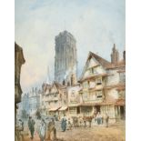 Charles Rousse (act.1871-1892) British. A Street Scene with Figures, Watercolour, Signed, 11" x 8.5"