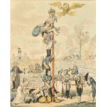 After George Cruickshank (1792-1878) British. "Louis XIII Climbing the Mat de Cocagne", Print,