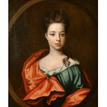 Circle of Charles D'Agar (1669-1723) French. Bust Portrait of a Lady wearing a Green Dress with a