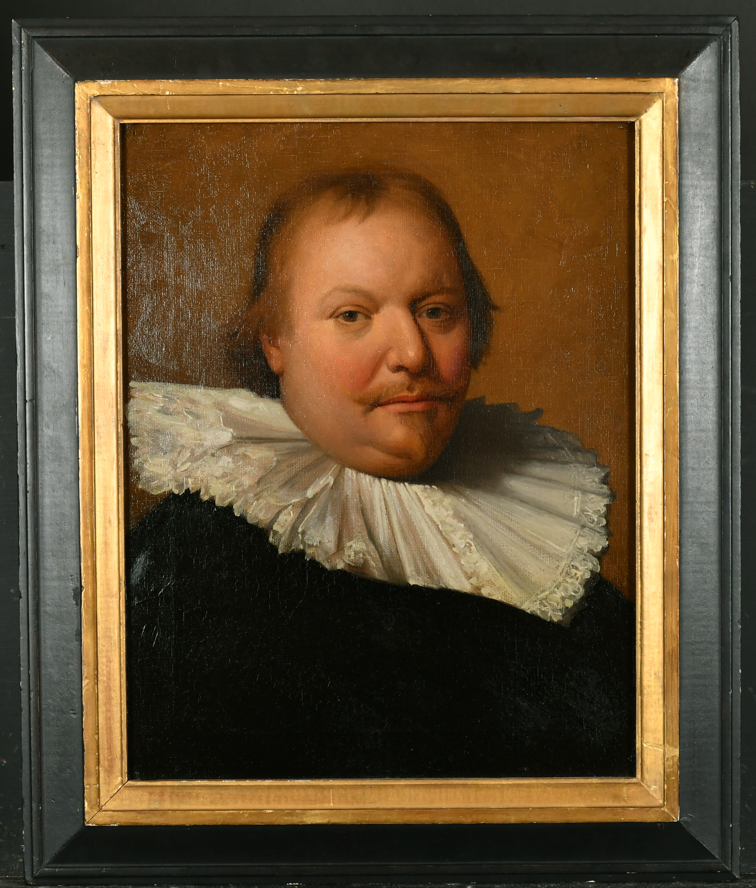 Manner of Michiel Jansz van Mierevelt (1566-1641) Dutch. Bust Portrait of a Man with a Ruff, Oil - Image 2 of 3
