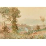 Hector Caffieri (1847-1932) British. "Valley of the Lianne", Watercolour, Signed, and Inscribed on