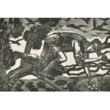 Eric Ravilious (1903-1942) British. "Boy Birdnesting", Woodcut, Inscribed on a label verso, 3.5" x