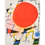 Joan Miro (1893-1983) Spanish. "The Red Sun", Lithograph, Inscribed verso, 12.25" x 9.5" (31.1 x