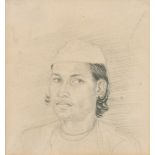 Circle of William Daniel (1769-1837) British. Head Study of an Eastern Gentleman, Pencil, 3.25" x 3"