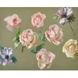 20th Century French School. Study of Roses, Gouache, 14.5" x 17.75" (36.8 x 45.1cm) and two other
