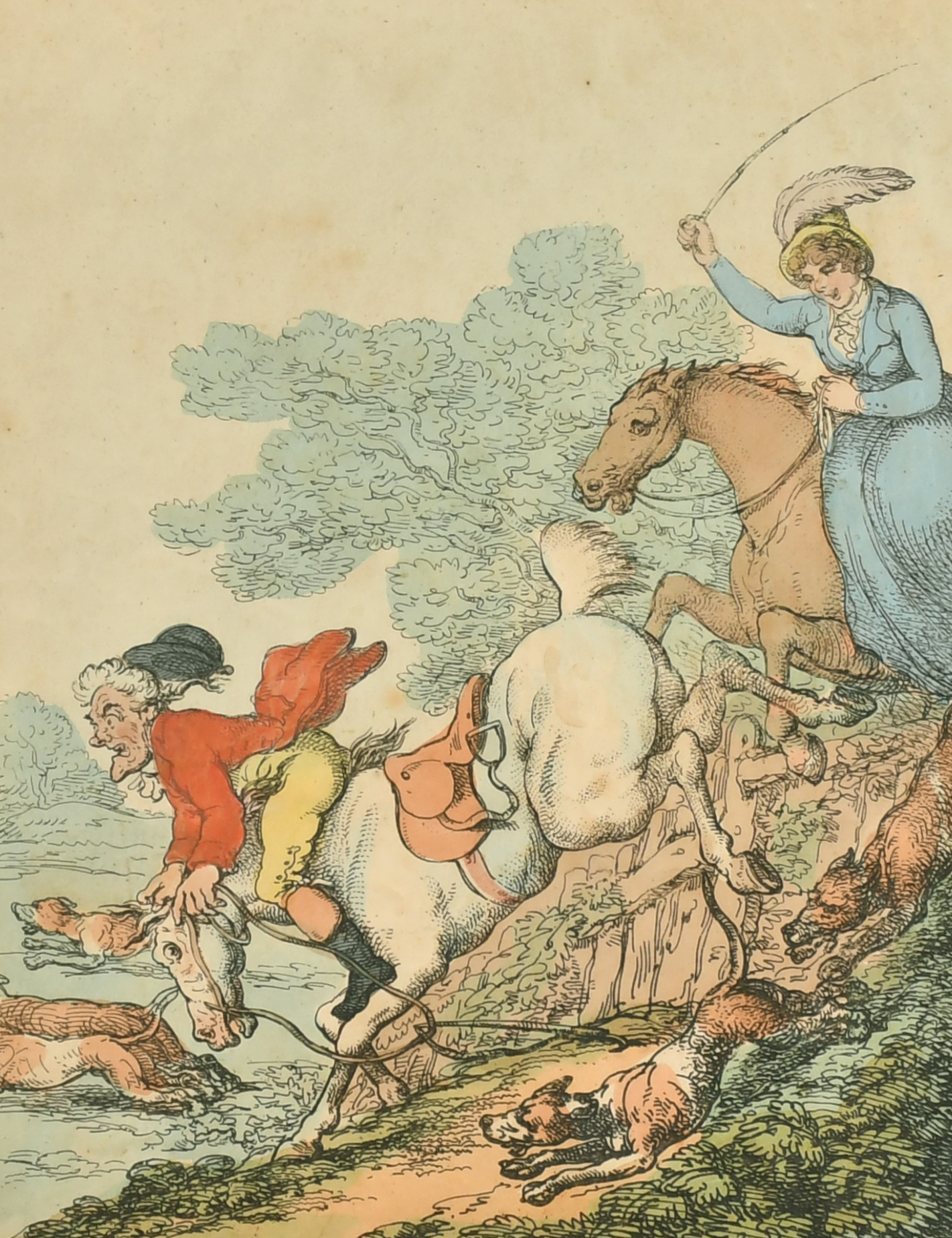 Thomas Rowlandson (1756-1827) British. "Easter Monday - or The Cockney Hunt", Etching, 12" x 9" (