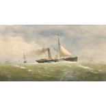 Charles Taylor (act.1836-1871) British. A Steam and Sail in Choppy Waters, Watercolour, Signed,