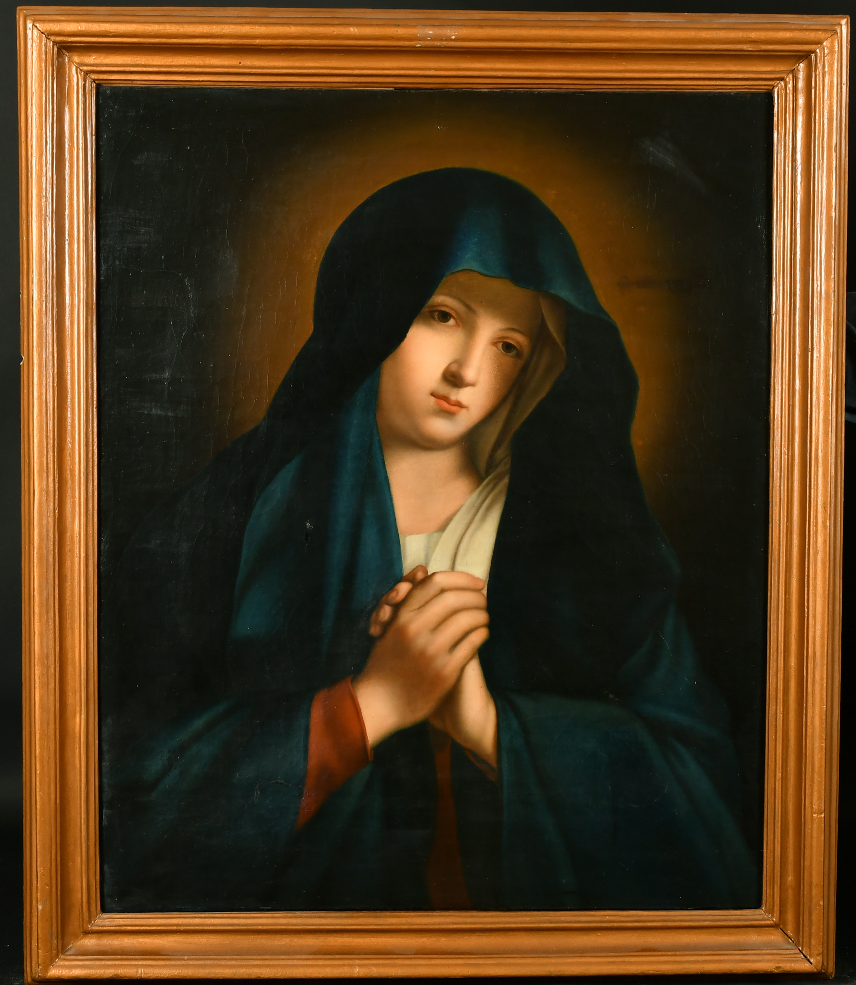 After Giovanni Battista Salvi da Sassoferrato (1609-1685) Italian. 'The Madonna in Sorrow', Oil on - Image 2 of 4