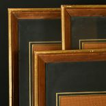 20th Century English School. A Set of Three Gilt and Stripped Wooden Frames, with a black mount