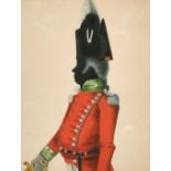 Early 19th Century English School. A Silhouette with a Guardsman's Uniform, Watercolour, 5.25" x