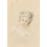 Circle of William Hoare of Bath (1707-1792) British. Study of a Semi Naked Lady, Chalk, 7.5" x 5.25"