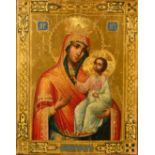 Late 19th Century Russian School. A Madonna and Child, Icon, Unframed 8.5" x 6.75" (21.6 x 17.2cm)