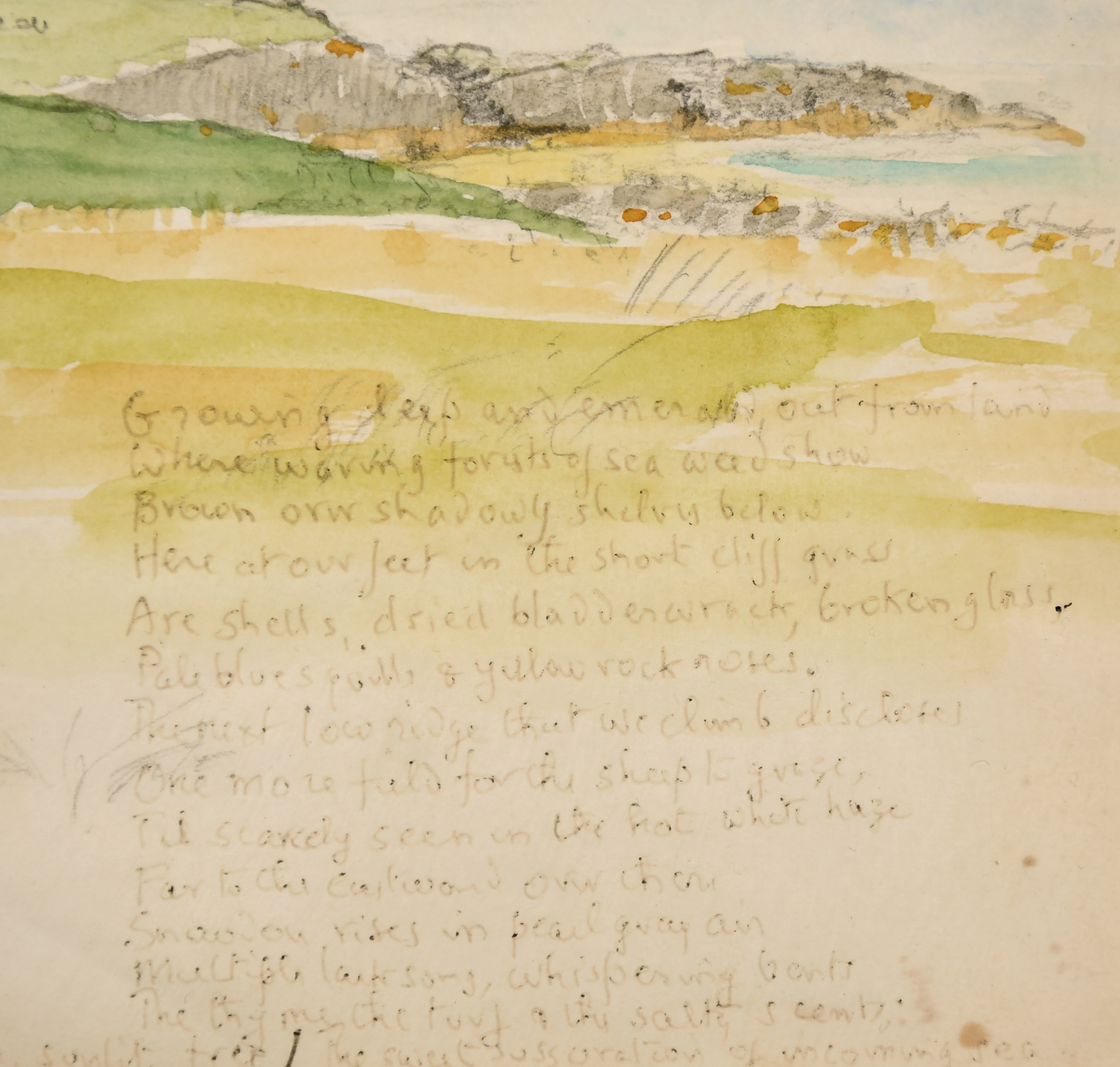 John Betjeman (1906-1984) British. "A Bay in Anglesey", Watercolour and Pencil, Signed, Inscribed - Image 5 of 7