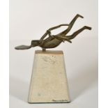 Trevor Bell (1930-2017) British. A Flying Figure, Bronze, on a stone base, Overall 5.25" x 4.5" x