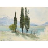 John MacWhirter (1839-1911) British. "The Lake of Como near Menaggio", Watercolour, Signed with