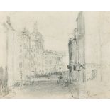 19th Century English School. A Street Scene with The National Gallery, London, Pencil, 3.5" x 4.