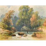 George Sidney Shepherd (1784-1862) British. A River Landscape, Watercolour, Signed, Unframed 7" x