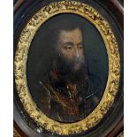 18th Century Italian School. Bust Portrait of a Bearded Man, Miniature, Oval 2.5" x 2" (6.4 x 5.1cm)