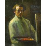 Early 20th Century South Asian School. Self Portrait of an Artist, Oil on Canvas, 10.75" x 8.75" (