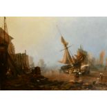 Attributed to Peter de Wint (1784-1849) British. 'Landing the Catch', Oil on Canvas, 35.75" x 52" (