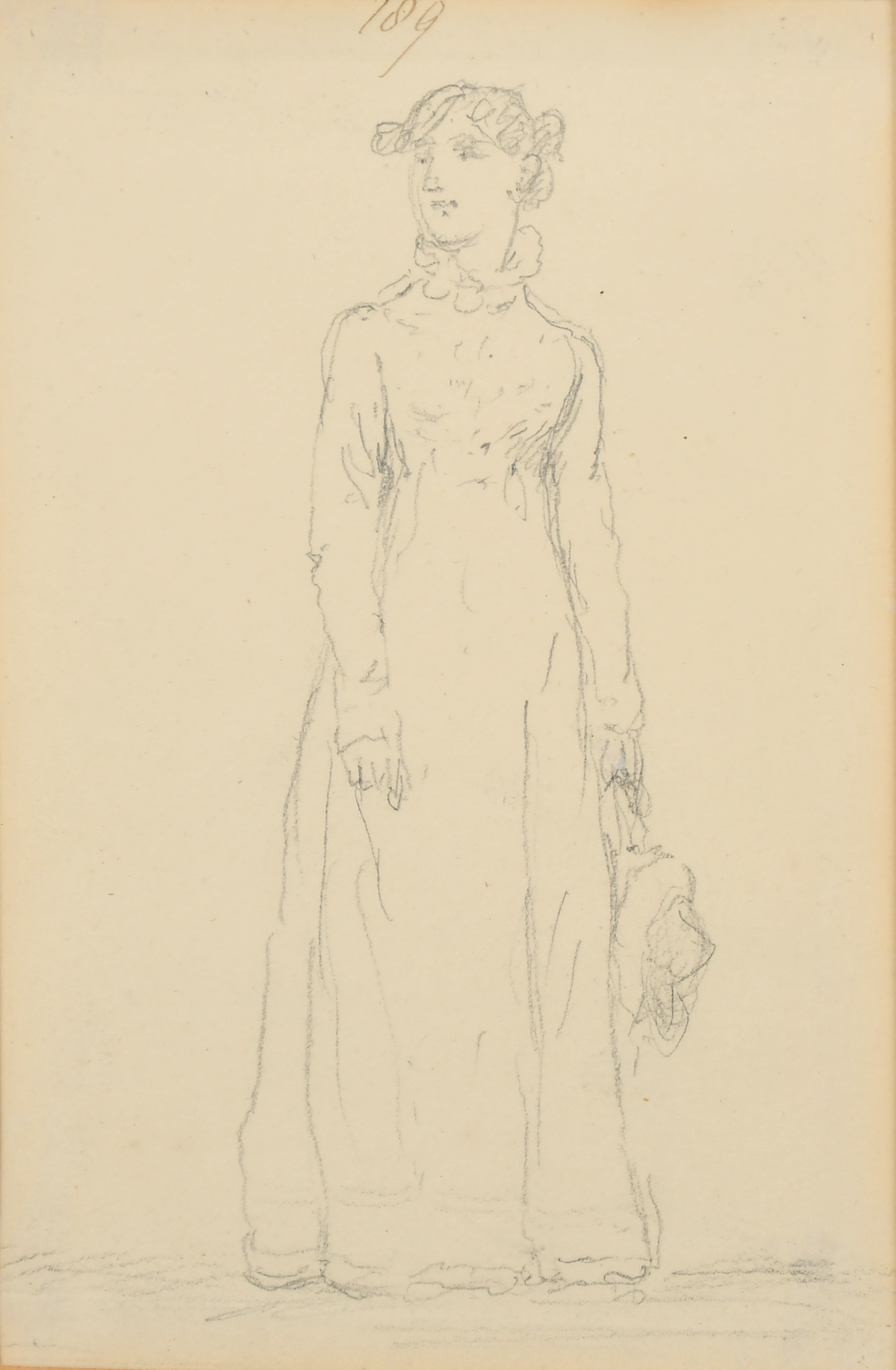 John Nixon (1750-1818) British. A Full Length Portrait of a Lady, Pencil, Numbered 189, 6.5" x 4.25"
