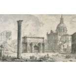 Giovanni Battista Piranesi (1720-1778) Italian. "Arco di Settimio Severo", Etching, 14" x 23" (35.