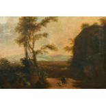 18th Century Dutch School. A Man on Horseback with Dogs in an Extensive Landscape, Oil on Canvas,