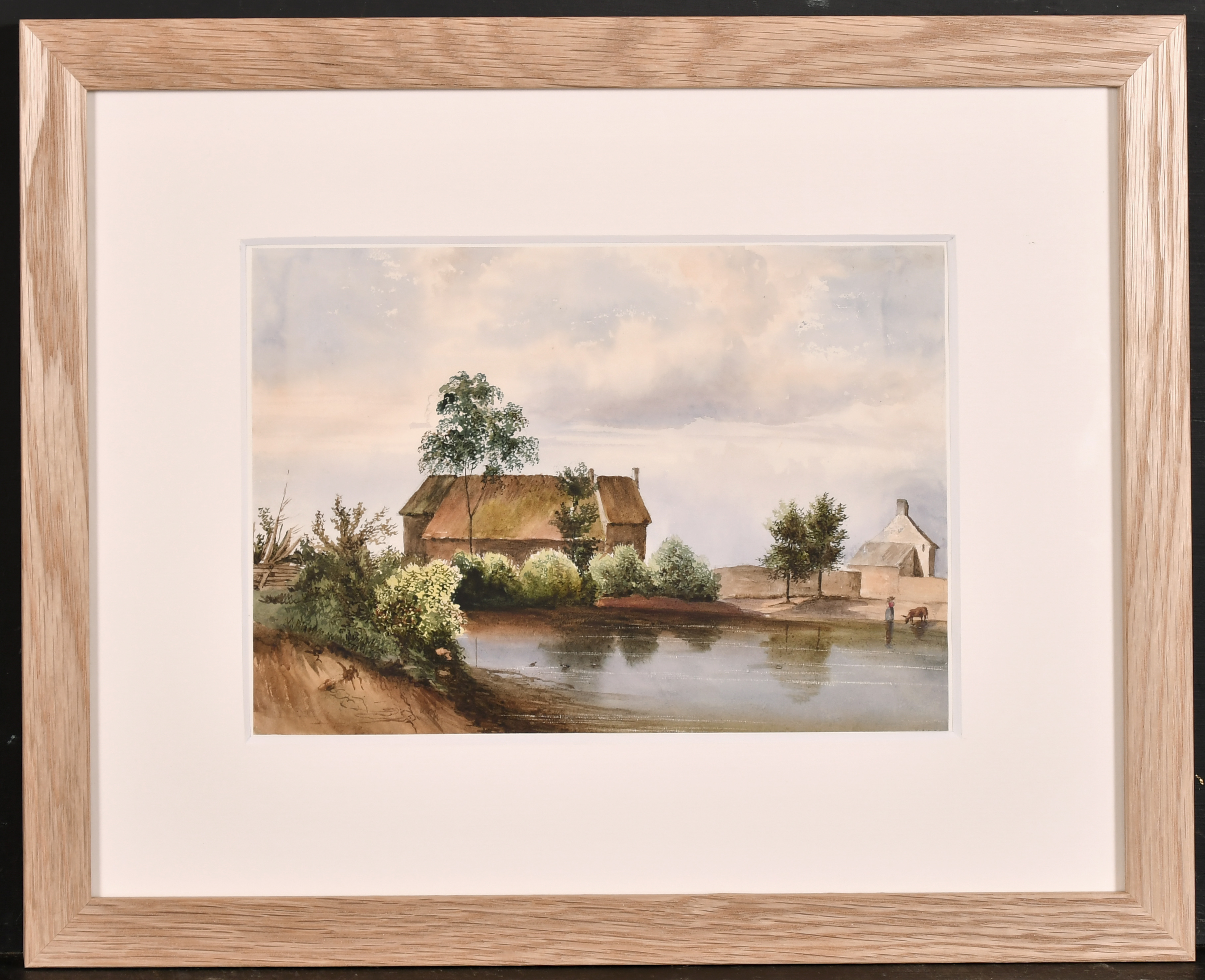 19th Century French School. A River Landscape with Farm Buildings, Watercolour, 6.75" x 10.25" (17.2 - Image 2 of 5