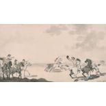 F. May (18th – 19th Century) British. A Steeple Chase, Watercolour and Ink, Signed, 6.5" x 11.75" (