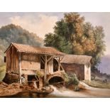 After Simeon Fort (1793-1861) French. An Alpine Mill House, Watercolour, 10.75" x 13.75" (27.4 x