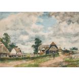 William Mark Fisher (1841-1923) British. "Old Farm at Widdington", Watercolour, Signed, and