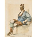 Jean-Jacques Francis Garat (1853-1914) French. Study of a Seated Man, Watercolour, Signed and