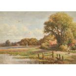 Fred Walmsley (19th-20th Century) British. A River Landscape, Watercolour, Signed, 11" x 15.5" (28 x