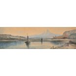Alfred H Vickers (1853-1907) British. A River Landscape, Watercolour, Signed, 6.75" x 24.5" (17.2