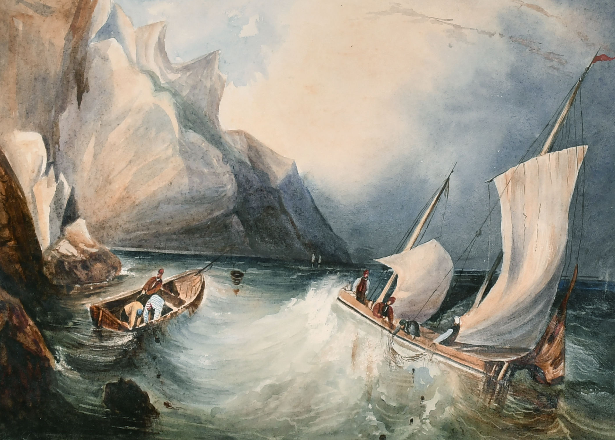 19th Century English School. A Shipping Scene, Watercolour, 7" x 10.15" (17.7 x 25.7cm), and two