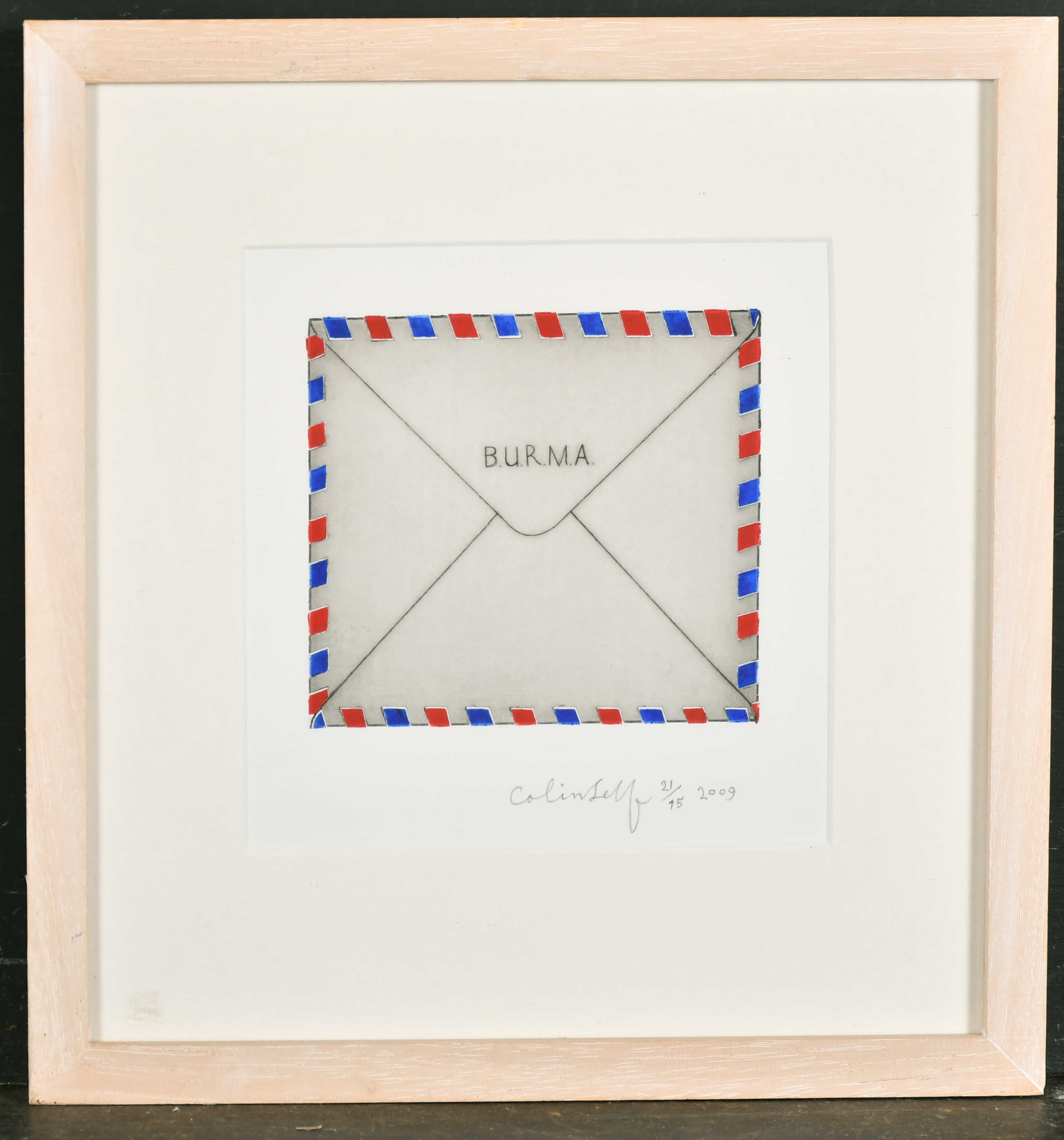 Colin Self (1941- ) British. 'Sweetheart Letter- B.U.R.M.A.', Etching, Signed, Dated 2009 and - Image 2 of 4