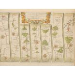 John Ogilby (1600-1676) British. "The Continuation of the Road from London to Aberistwith", Map,