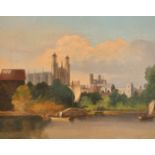 Daniel Turner (c.1782-1820) British. 'Eton College and Church from The Thames', Oil on Canvas, 8"