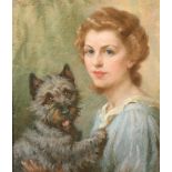 Evelyn Mary Watherston (1880-1952) British. A Young Lady with a Dog, Pastel, Signed, 19.5" x 16.