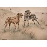 Henry Wilkinson (1921-2011) British. Hounds in a Landscape, Lithograph, Signed and Numbered 13/250